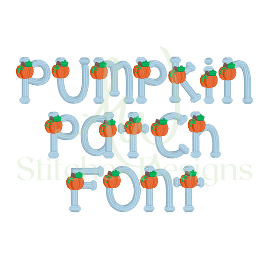 Pumpkin patch satin stitch font