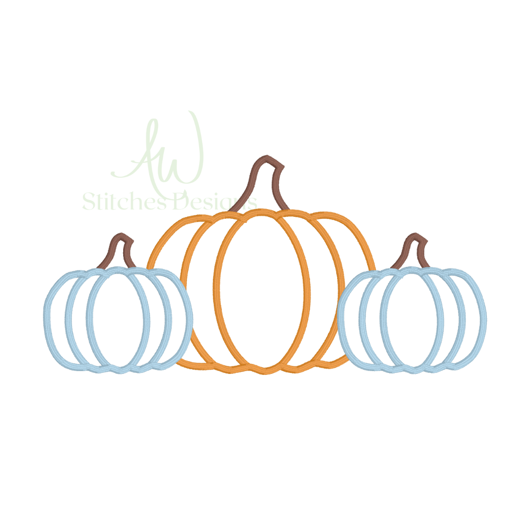 Pumpkin trio satin stitch