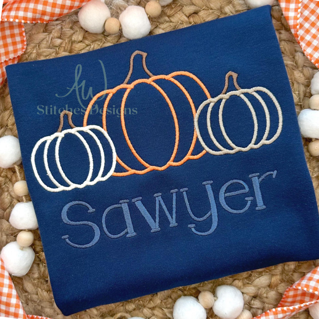 Pumpkin trio satin stitch