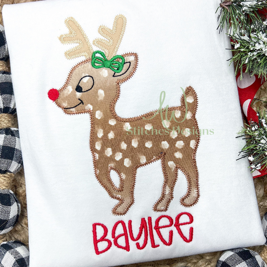 Girl Reindeer Applique Design