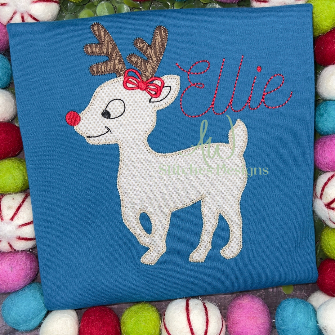 Girl Reindeer Applique Design