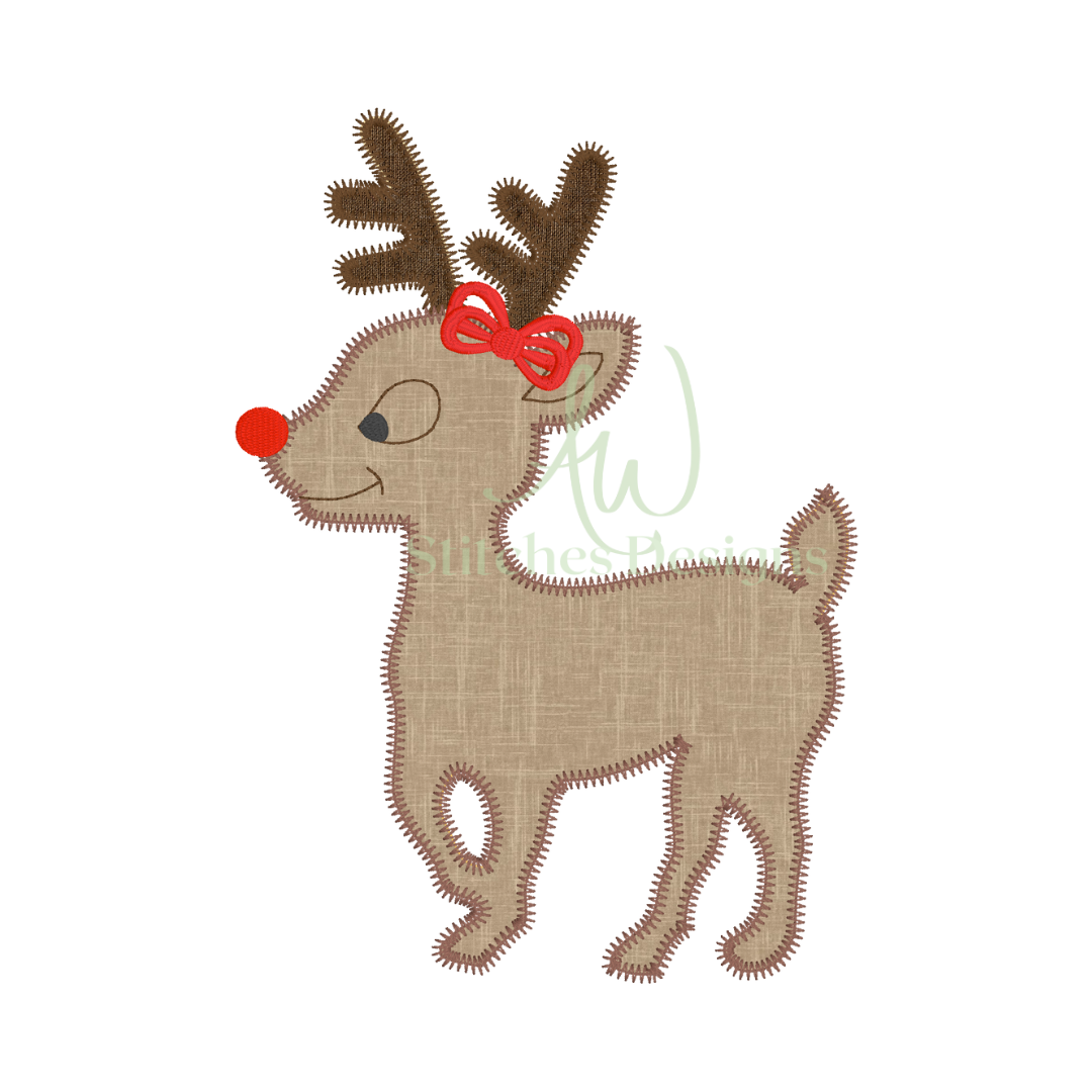 Girl Reindeer Applique Design