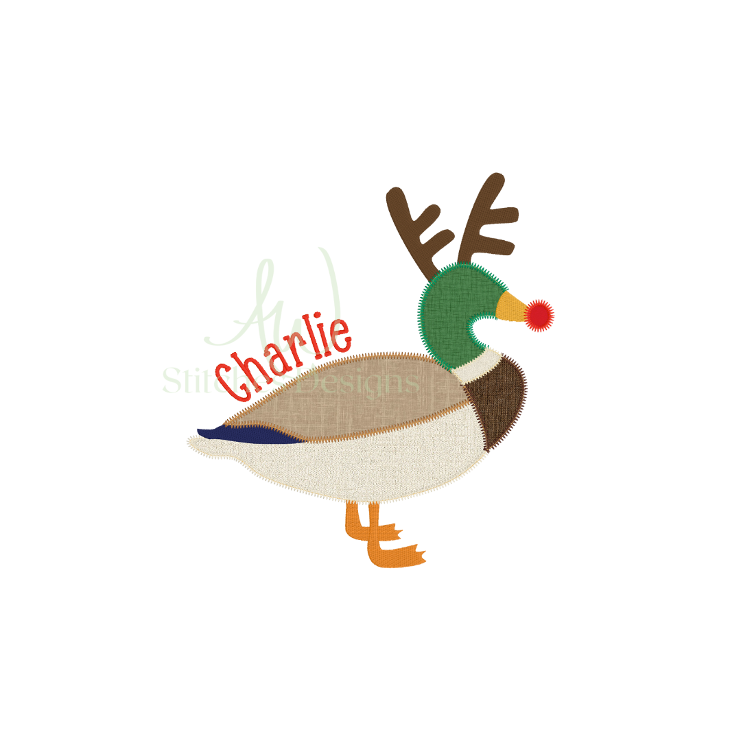 Reindeer Mallard Duck Zig Zag Applique