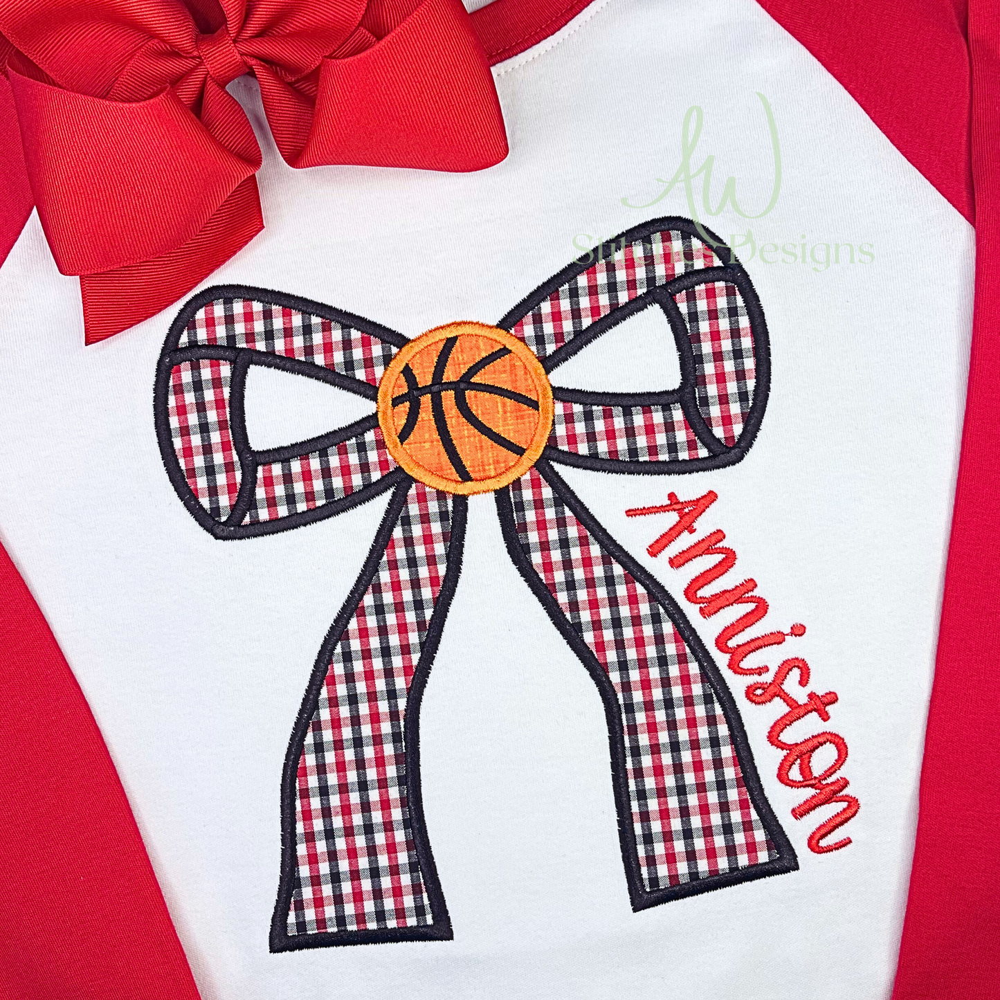 Basketball Side Bow Satin Stitch Appliqué Sweatshirt Design for Machine Embroidery File