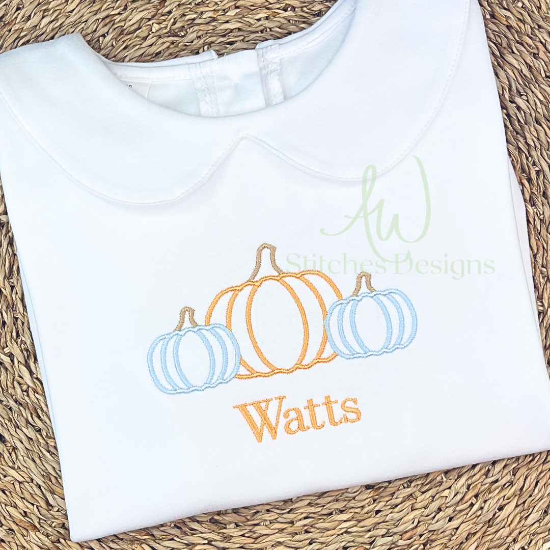 Pumpkin trio satin stitch