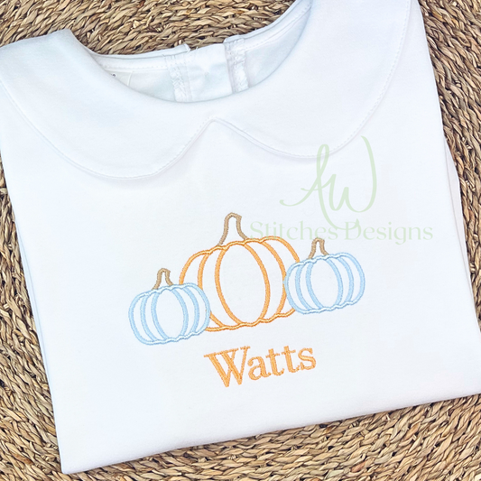 Pumpkin trio satin stitch