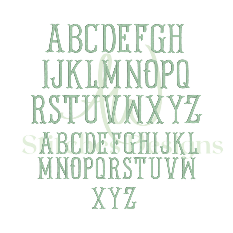 Fishtail monogram satin stitch font machine embroidery design with BX ...