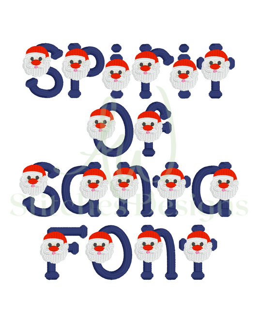 Christmas Santa Claus Spirit of Santa satin stitch font machine embroidery design file