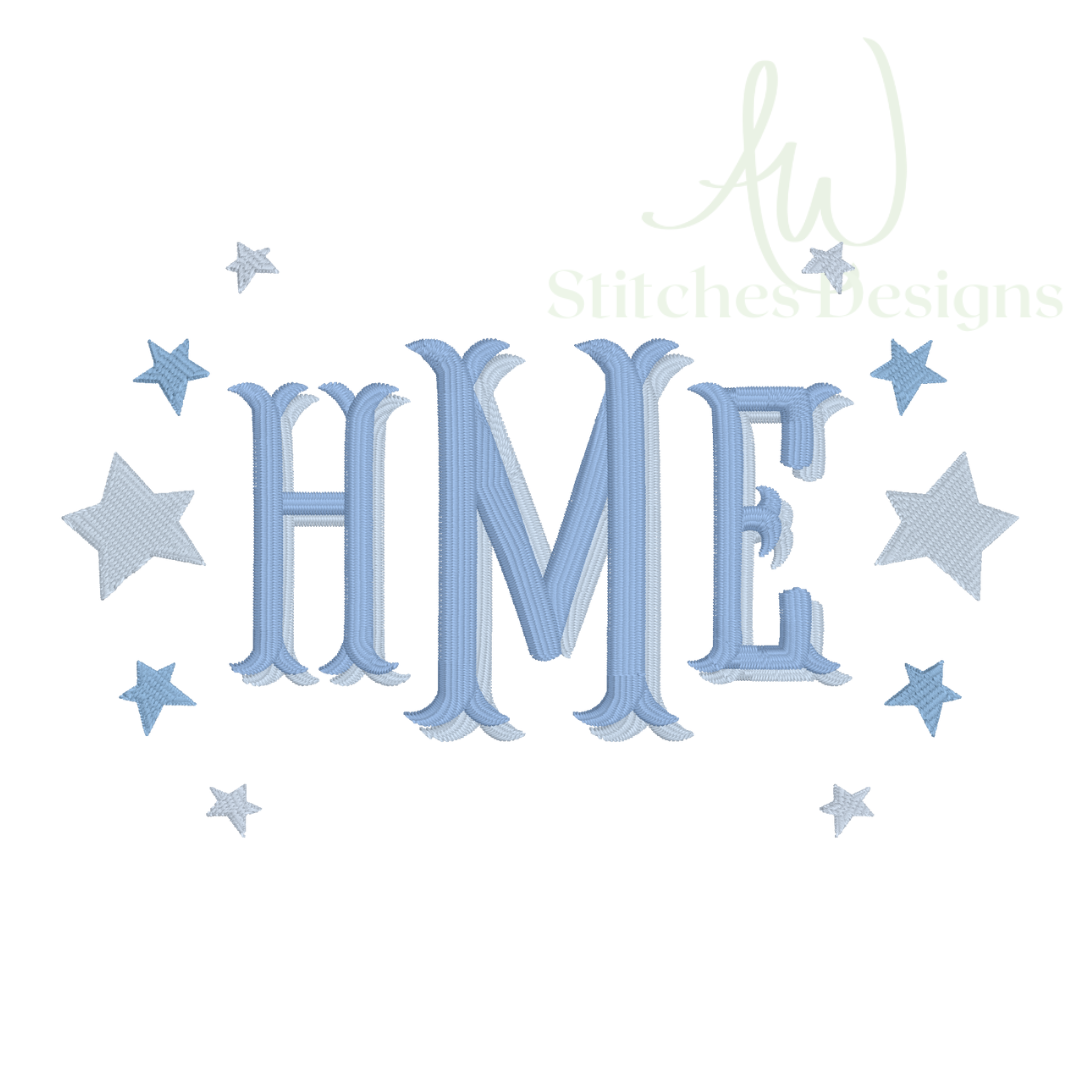 Double Star Frame Embroidery Design