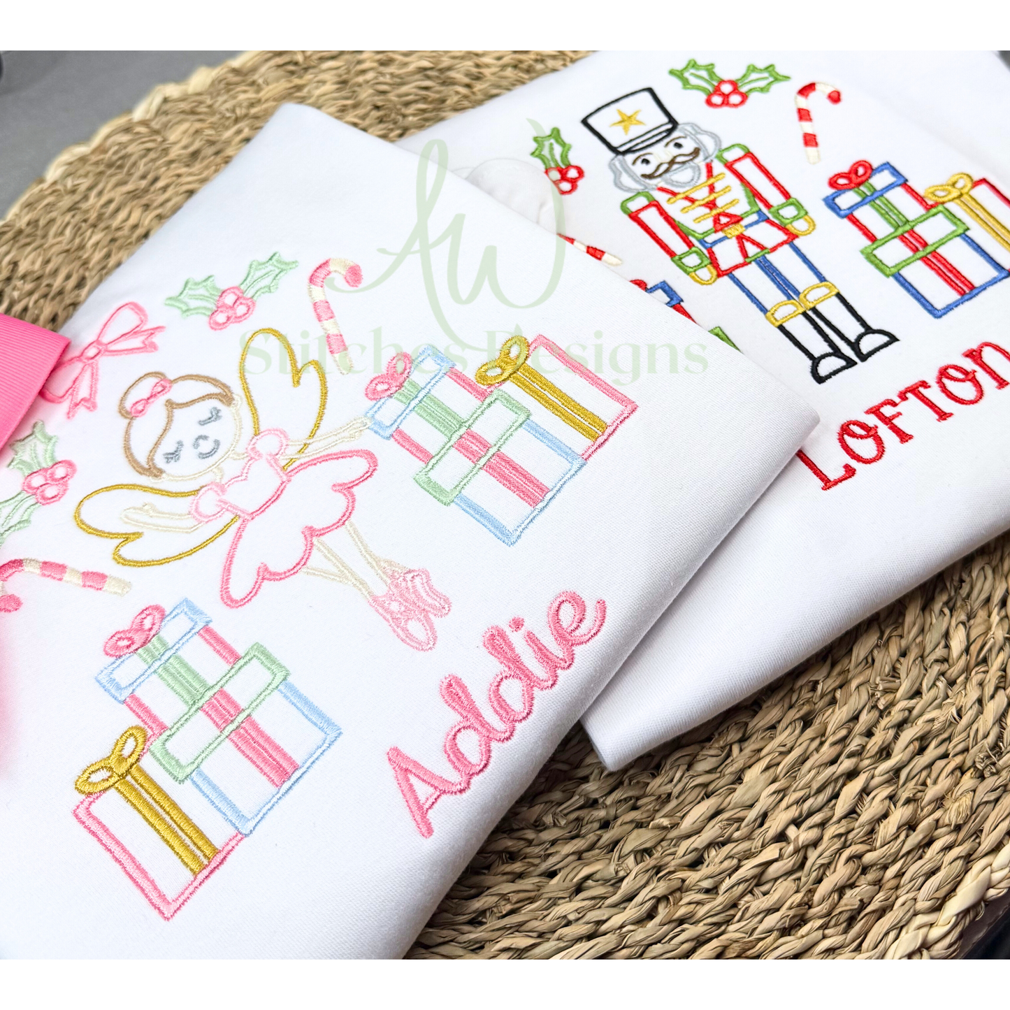 Nutcracker with Christmas presents satin stitch machine embroidery design file