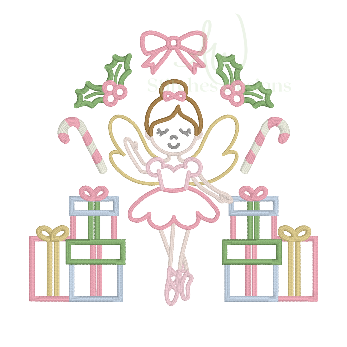 Sugar Plum Fairy satin stitch machine embroidery design file