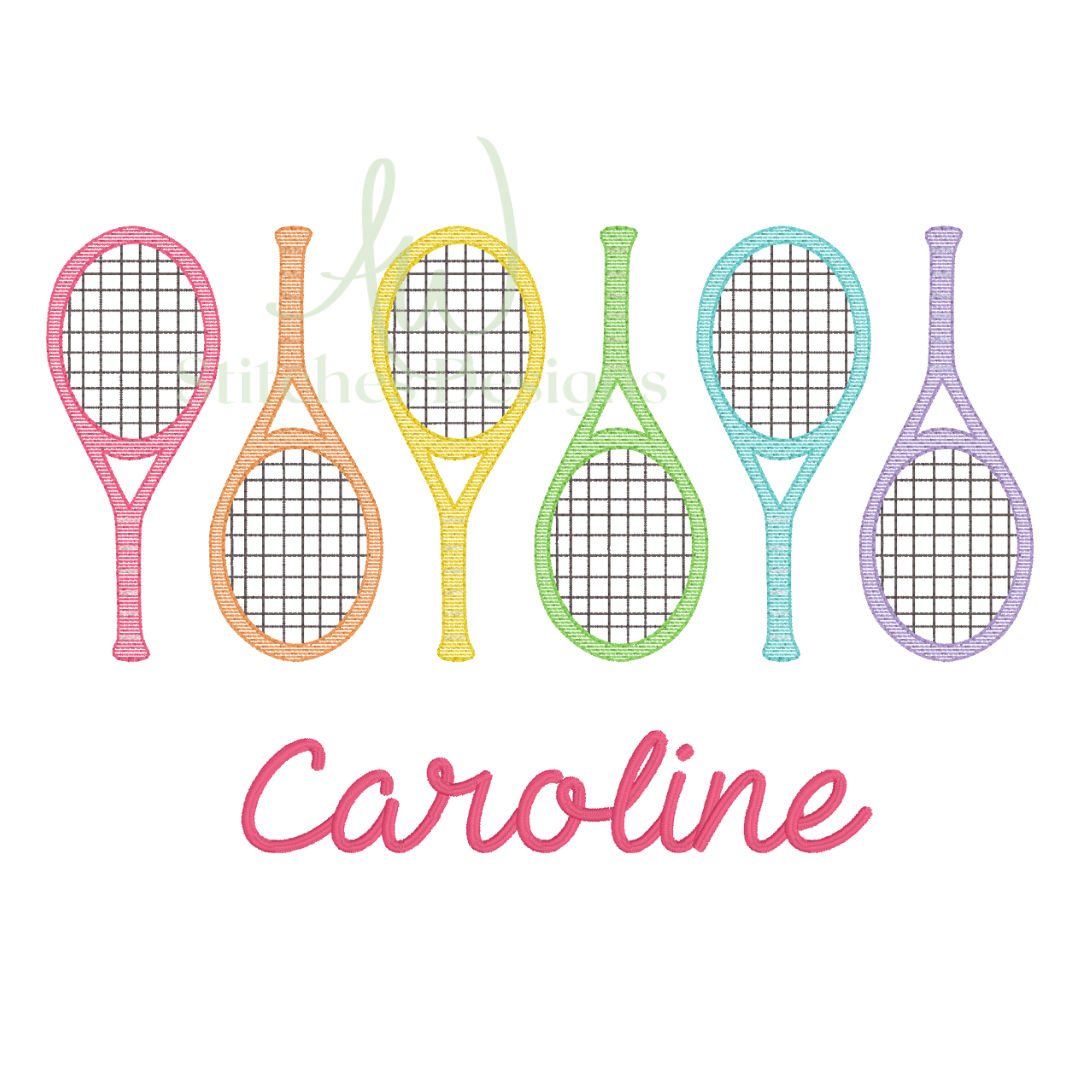 Sketch Tennis Racket Row – AW Stitches Designs