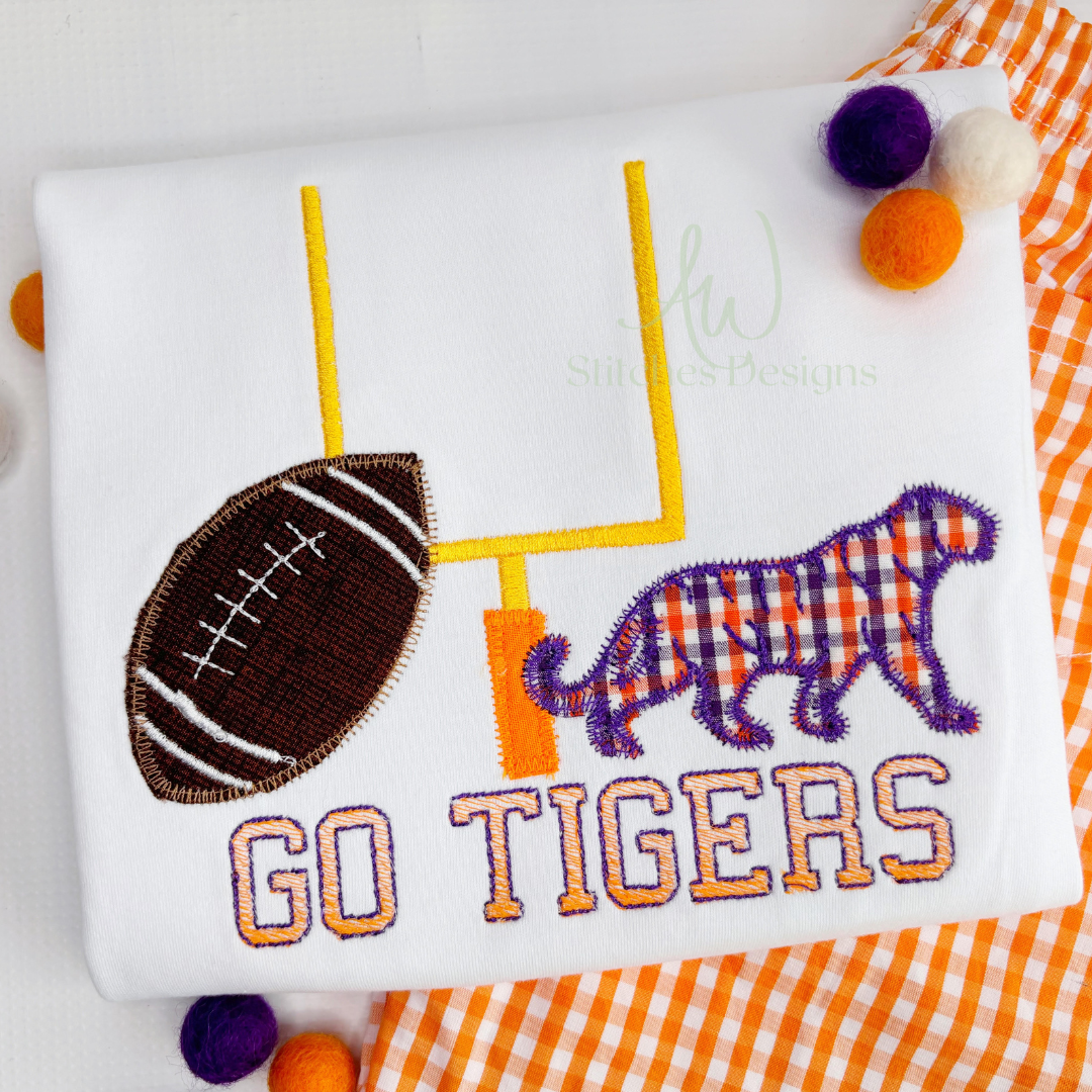 Tiger Football Zig Zag Applique