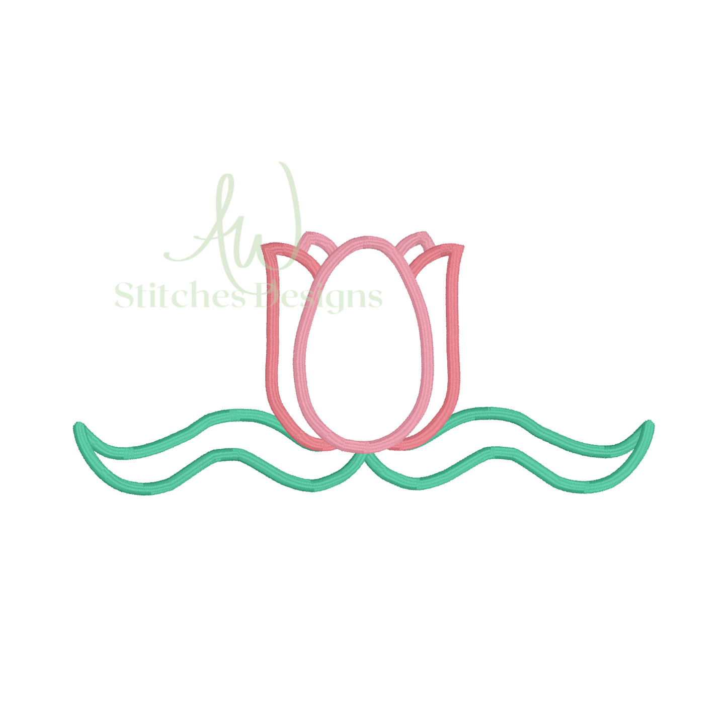 Tulip monogram frame satin stitch machine embroidery design file