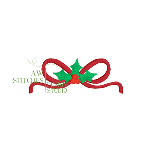 Mini Holly Bow - Christmas Embroidery Design