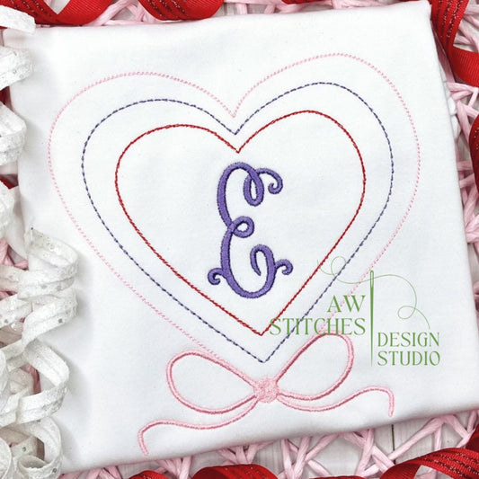 Hearts with Bow Monogram Frame