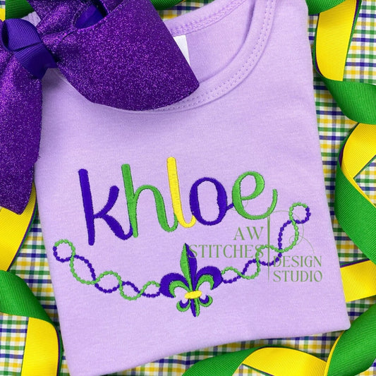 Mardi Gras Beads Monogram Frame