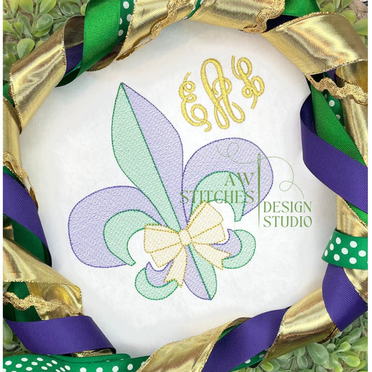 Fleur de lis with bow