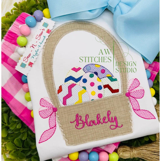 Easter Basket with Bow Zig Zag