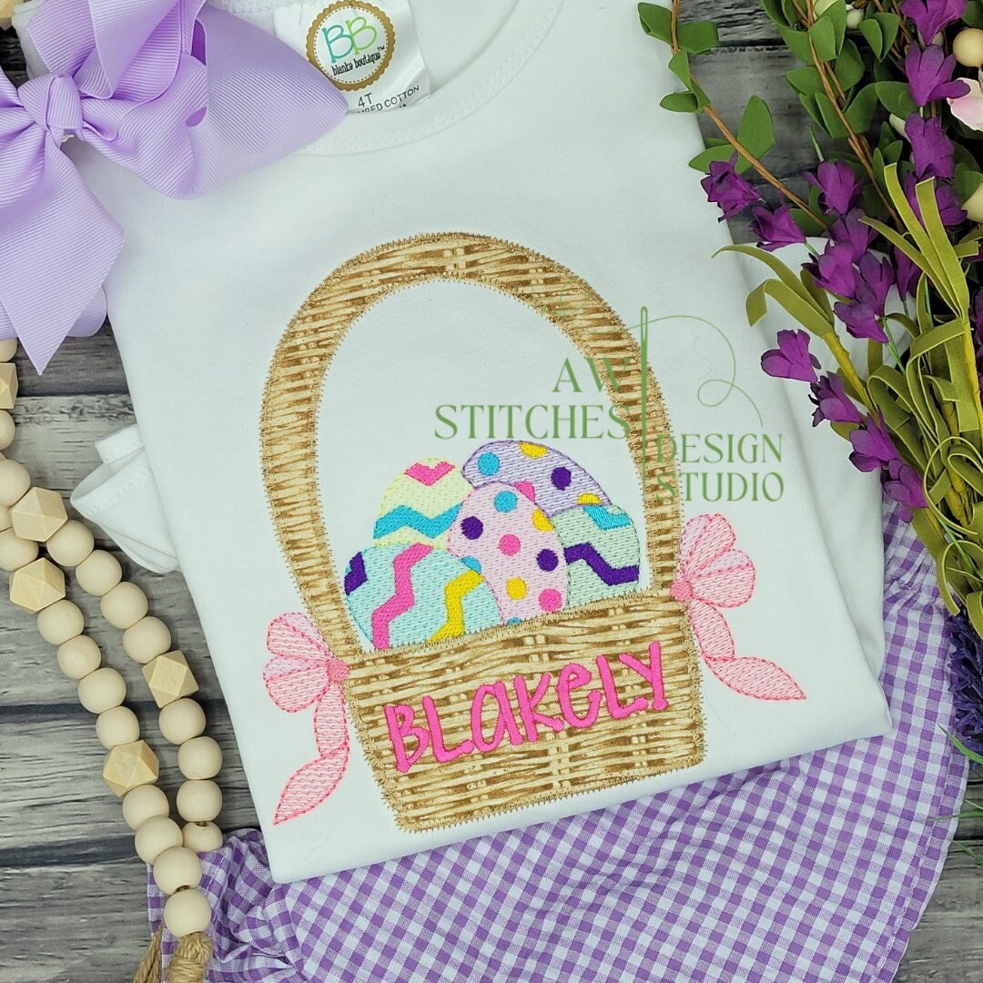 Easter Basket with Bow Zig Zag