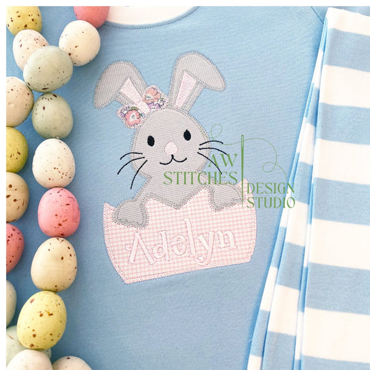 Easter Bunny with Bow Zig Zag