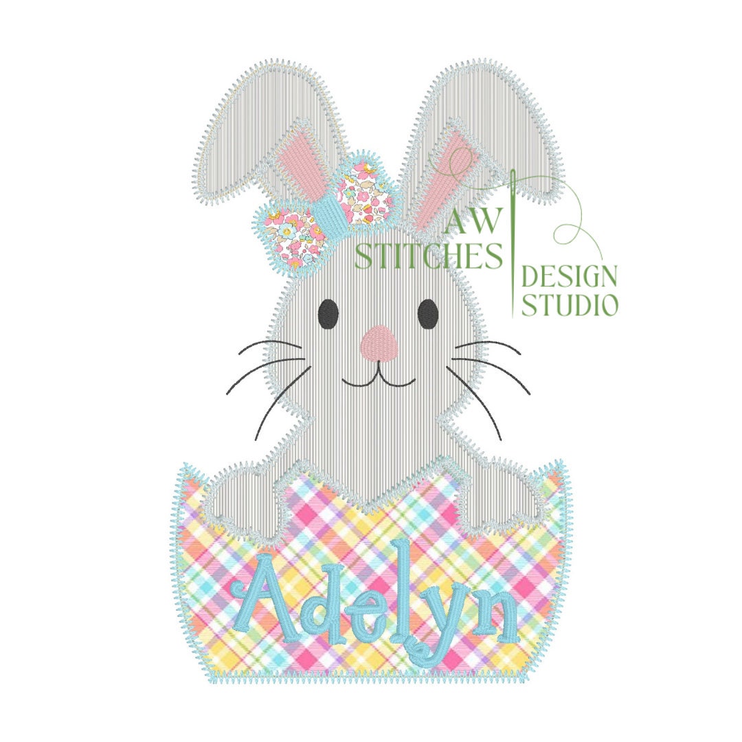 Easter Bunny with Bow Zig Zag